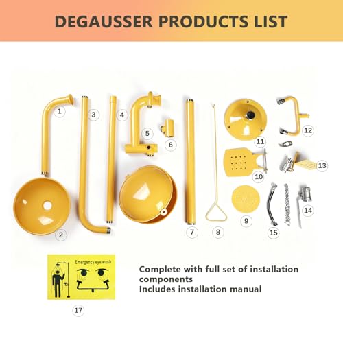 Pedal Operated Emergency Shower Eye Wash Station, 304 Stainless Steel and ABS Yellow Coating, Eyewash Basin with Dust Cover & Emergency Sign, NPT Thread, Yellow