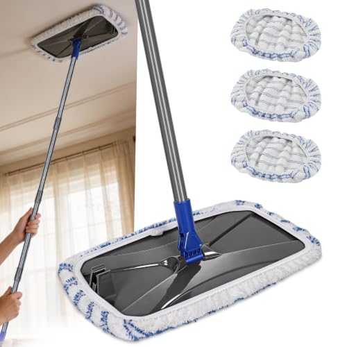 Masthome 16" Large Flat Mop,3 Microfiber Mop Pads - color: Blue Extra Large