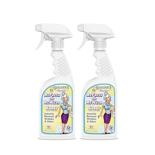 Grandma's Secret Refresh N ReWear Spray - Instantly Removes Wrinkles & Odors - Wrinkle Release, Fabric Refresher Spray, Chlorine, Bleach and Toxin-Free - 16 Ounce, 2 Pack - size: 16.00 Fl Oz (Pack of 2), style: Refresh N Rewear