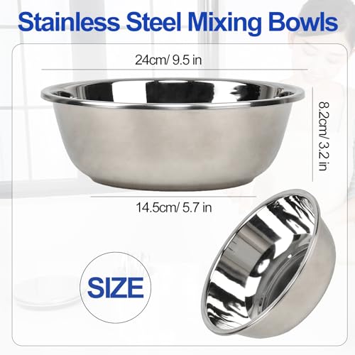 4 Pack Stailess Steel Mixing Bowls, 2 Quart Cooking Food Prep Bowls