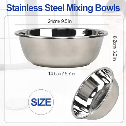 4 Pack Stailess Steel Mixing Bowls, 2 Quart Cooking Food Prep Bowls