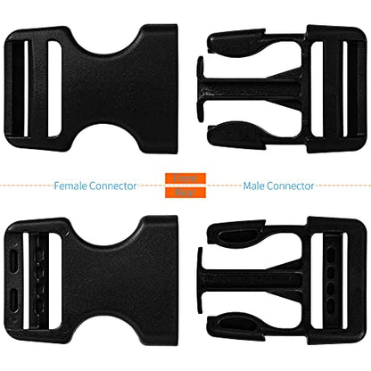 LASIGHT Buckles for 1 inch Wide Webbing Straps: Quick Side Release Buckle 10 set and Tri-Glide Slide 20 pcs Fit 1" Nylon Web Belt, Plastic Snap Fastener Clip Heavy Duty Replacement Dual Adjustable - size: 10 Set for 1 inch Webbing