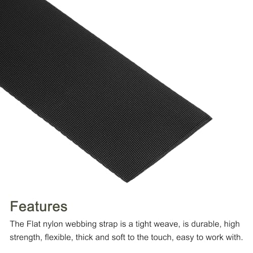 MECCANIXITY Flat Nylon Webbing Strap 2 Inch 10 Yards Black - color: Black, size: 2 Inch x 10 Yards