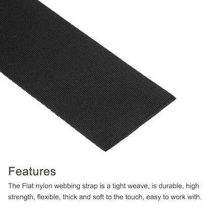 MECCANIXITY Flat Nylon Webbing Strap 2 Inch 10 Yards Black - color: Black, size: 2 Inch x 10 Yards