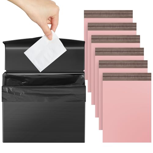 Tioncy 1 Pack Sanitary Napkin Disposal Receptacle with Feminine Hygiene Disposal Bag Stainless Steel Tampon Bin Trash Can Wall Mounted Waste Tampon Holder Feminine Hygiene Container (Black) - color: Black