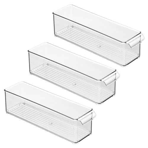 iDesign Stackable Fridge Storage Bin with Handle, Set of 3, Clear - style: Pack of 3