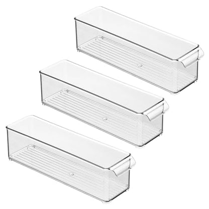 iDesign Stackable Fridge Storage Bin with Handle, Set of 3, Clear - style: Pack of 3