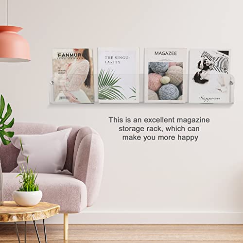 37.4" Magazine Holder,Acrylic Magazine Rack Wall Mounted,Clear Brochure Holder… - color: Clear