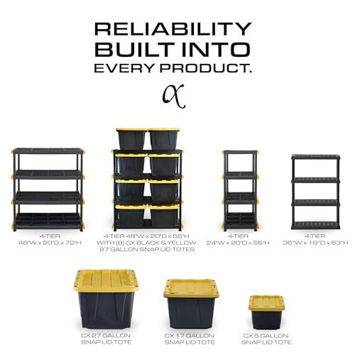 CENTREX 4-Tier Heavy Duty Plastic Storage Shelves for Garage, 2 Pack - style: 4-Tier (2 Pack)