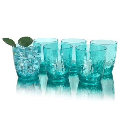 15-Ounce Plastic Tumblers (Set of 6), Reusable Plastic Mugs, BPA-Free Acrylic to Drink Mugs, Shatter Resistant, Textured Interior, Dishwasher Safe (Cyan, 15 Ounce) - color: Cyan, size: 15 Ounce