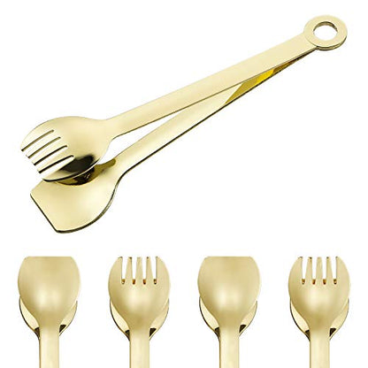 MSY BIGSUNNY Mini Appetizer Tongs Stainless Steel Set of 4, Metal Small Serving Tongs, 6 Inch(15.2cm, Golden) - color: Golden Tongs, size: 6 inch