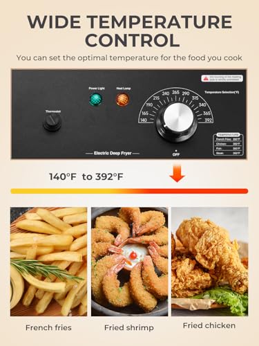 HOUSNAT Commercial Deep Fryer with Basket, 3400W 20.7QT/19.6L Electric Deep Fryer with 2 x 6.35 QT Removable Baskets, Stainless Steel Countertop Fryer for Restaurant or Home Use