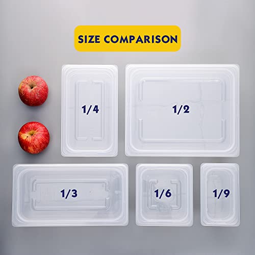 BIEAMA 6 Pack 1/3 Size 6" Deep Food Pans with Lids, Translucent - color: 1/3 Size, size: 6" Deep