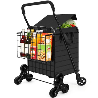 Kiffler Stair Climber Grocery Shopping Cart with Waterproof Line - color: Black+bag