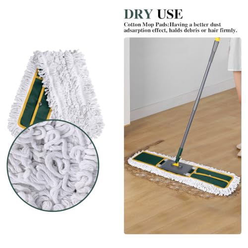 Masthome 36" Commercial Dust Mop,Heavy Duty Wet & Dry Flat Floor Mops - color: Green Large