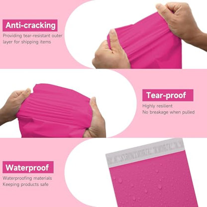KKBESTPACK Pink Poly Mailers 10x13 in, Shipping Bags, 50 Pcs - color: Pink, size: 10" x 13" 50 pcs