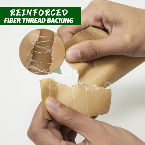 TAPEBEAR Water Activated Tape Fiber Reinforced Gummed Tape 2inch x 165ft - size: 2inch x 165ft