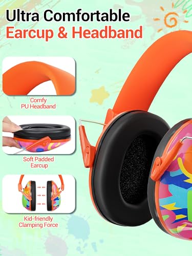 Dr.meter Toddler Ear Protection Noise Cancelling Headphones for Kids Autism - color: Print Dazzling