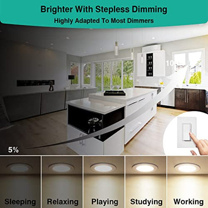 HiBay 6in 4-Pack LED Recessed Lighting with J-Box, 1800lm 4000K, Dimmable - color: 4000K, size: 4 Pack