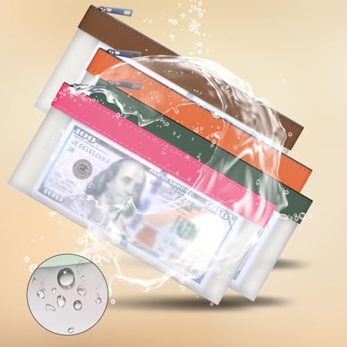 Clear Money Envelopes for Cash Money Bag Pouch 7.6"x3.7" - color: 4 Colors