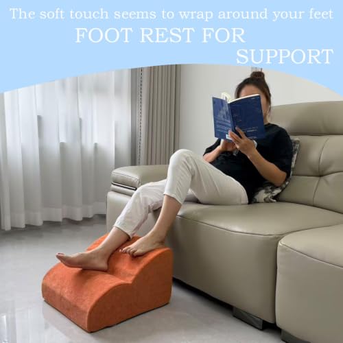 Foot Rest for Under Desk at Work.Multifunctional 3-Tier Foot Stool - color: Orange