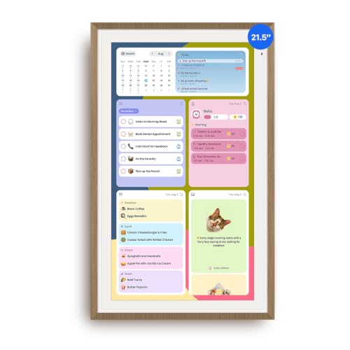 Apolosign 21.5-inch Digital Calendar, No-Subscription, Smart Wall Planner with Calendar Sync, Chore Chart, Meal, Apps & Dashboard, Electronic Touchscreen Display for Family Schedules, Dual Mode (Teak) - color: Teak
