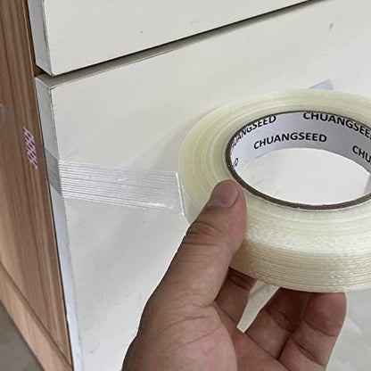 CHUANGSEED 3Pack Mono Filament Strapping Tape 6.2mil x 1Inch x 60yds Commodity Grade Heavy Duty Transparent Reinforced Fiberglass Tape - size: Mono 1" x 60y 3-Pack