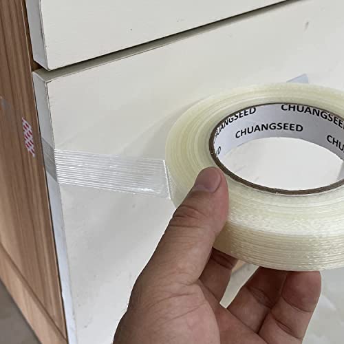 CHUANGSEED 3Pack Mono Filament Strapping Tape 6.2mil x 1Inch x 60yds Commodity Grade Heavy Duty Transparent Reinforced Fiberglass Tape - size: Mono 1" x 60y 3-Pack