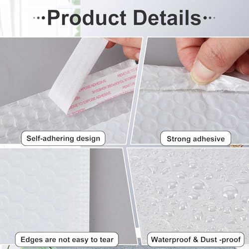 Henoyso 100 Pcs White Bubble Mailer 4 Sizes Self Adhesive Padded Envelopes - color: White