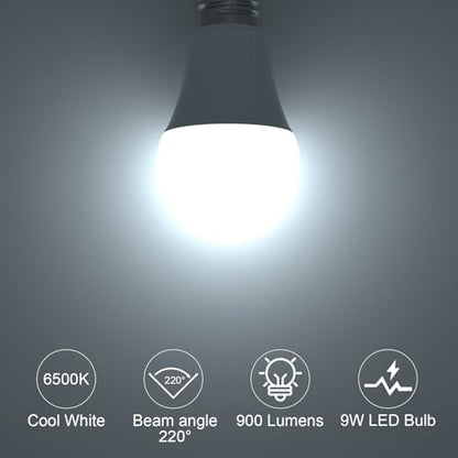 ORALUCE E26 LED Light Bulb 60 Watt, A19 9W 6500K Cool White, 6 Pack - color: Coolwhite, size: 6 Count (Pack of 1)