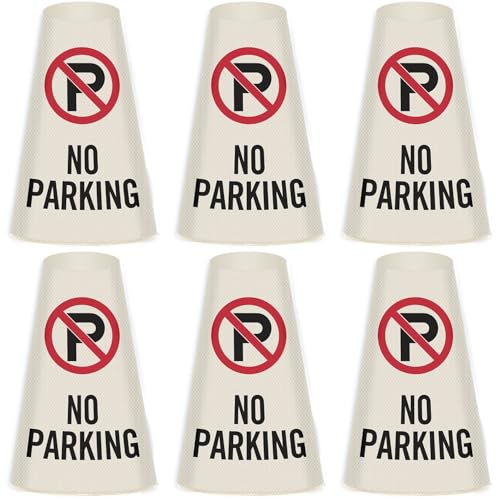 SmartSign 6-Pack "No Parking" Reflective Cone Message Sleeve Collar with Symbol, 360-Degree Visibility, Non-Adhesive Vinyl Signs for Traffic Safety Cones, 3-Side Print [Cone Not Included] - color: No Parking, size: Pack of 6
