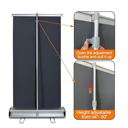 Retractable Banner Stand 24" W x 60" H – Heavy Duty Roll Up Banner Display with Padded Carrying Bag for Trade Show, Exhibition, Business Advertising (Stand Only) - size: 60" Height