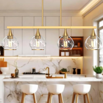 Phaosio Brushed Gold Kitchen Island Linear Pendant Light, 4-Light, E26 Base - color: Gold, size: 4-Light