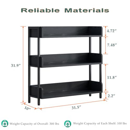 OSCHF Wide Open Shelf Bookcase, 3-Tier, Full Black - color: Black, size: 3-Tier