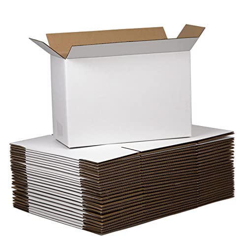 12x8x5 Inches Shipping Boxes, White Corrugated Cardboard Boxes for Small Bussiness, 25 Pack - color: White, size: 12 x 8 x 5 inch