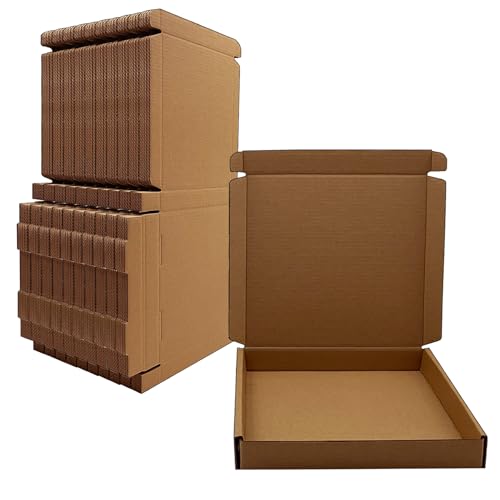 7x7x1 inch Small Shipping Boxes 50 Pack, Brown Corrugated Cardboard Mailers - size: 7x7x1 inch