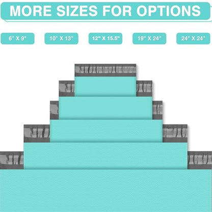 Fuxury Poly Mailers 10x13" 100 Pcs,Durable Shipping Bags Embossed Dots Teal - size: 10x13" 100pcs