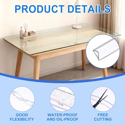 uxcell Clear Edge Trim 9.8Ft Silicone U Channel Edges Guards Fits 5/16" - size: 9.8Ft x 15/32" x 1/2", Fits 5/16"