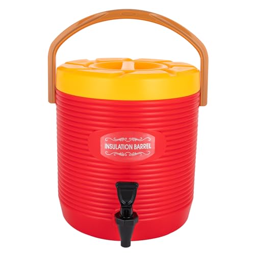 Stainless Steel Beverage Dispenser Insulated Container with Faucet Cooler with Drink Dispensers Cold and Hot Drink Dispenser for Milk Tea, Juice, Coffee 2.91 Gal Capacity (Red) - color: Red, size: 13L