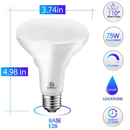 Energetic 6-Pack BR30 Indoor LED Flood Light Bulb, 11W=75W, 5000K Daylight - size: 6 Count (Pack of 1)