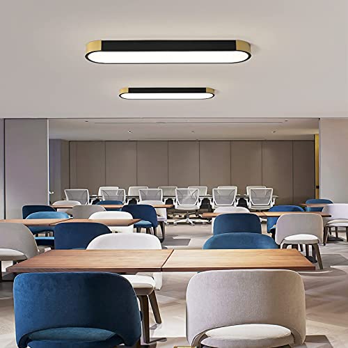 Tioolo Dimmable LED Ceiling Light, 27.5in Linear Ceiling Light with Remote - color: Black+Gold/36W