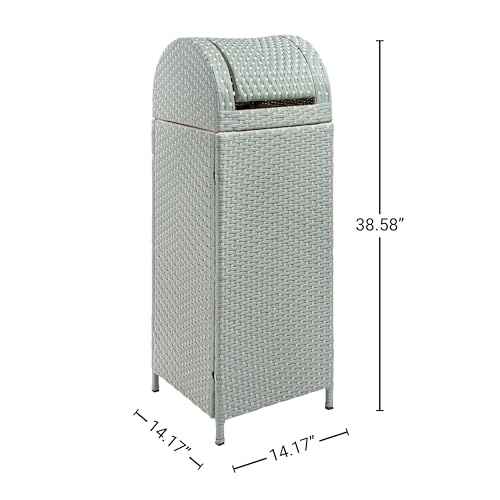 happimess Darla 24 Gal Outdoor Trash Can Swing Top, Mint Blue/White - color: Mint Blue/White, size: 24 Gallons