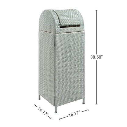 happimess Darla 24 Gal Outdoor Trash Can Swing Top, Mint Blue/White - color: Mint Blue/White, size: 24 Gallons