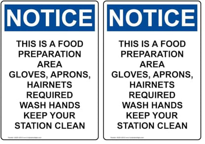 ComplianceSigns.com Vertical Notice This is A Food Preparation Area OSHA Safety Sign, 10x7 inch Plastic for Safe Food Handling (Pack of 2) - size: 10x7 inches (Pack of 2)