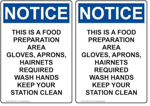 ComplianceSigns.com Vertical Notice This is A Food Preparation Area OSHA Safety Sign, 10x7 inch Plastic for Safe Food Handling (Pack of 2) - size: 10x7 inches (Pack of 2)
