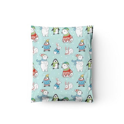 12x15 (50) Winter Animals Christmas Designer Poly Mailers Self Sealing Waterproof Shipping Envelopes Holiday Premium Printed Bags For Small Businesses - color: Winter Animals, size: 12x15
