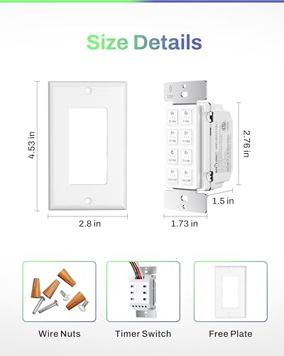 BN-LINK Bathroom Fan Timer Switch for Exhaust Fan Lights Heaters, 1 Pack - size: Preset (5-10-20-30-45-60mins)