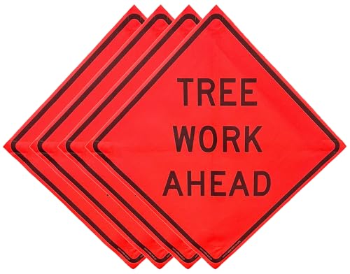 36"x36" Tree Work Ahead Orange Mesh Roll-Up Signs 4-Pack - color: Tree Work Ahead