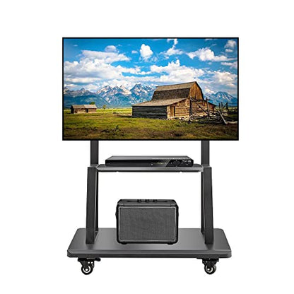 Hellsehen Mobile TV Stand,Rolling TVs Cart on Wheels Height Adjustable Heavy-Duty Floor Stand Base for 32-75 Inch LCD LED OLED Flat Panel Screens Smartboard Movable Holds up to 220lbs with Shelf - size: 32"-75"