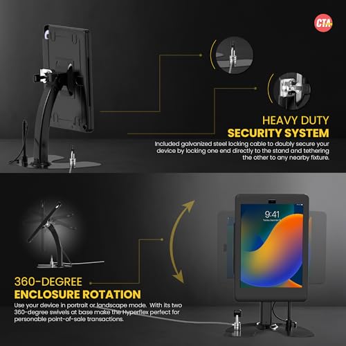 Dual Kiosk Stand – CTA Security Kiosk Stand with Locking Case, Steel Cable, and 360-Degree Rotating Base – Compatible with 12.9” iPad Pro Gen 3 & 4 (PAD-ASK13B) - color: Black, size: iPad Pro 3 Gen 12.9", style: Dual Security